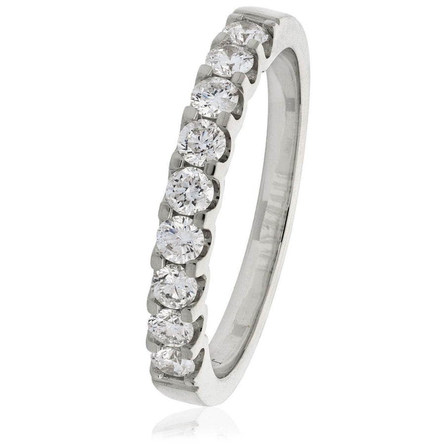 9 Stone Diamond Eternity Ring 1.00ct F-VS Quality in Platinum - David Ashley