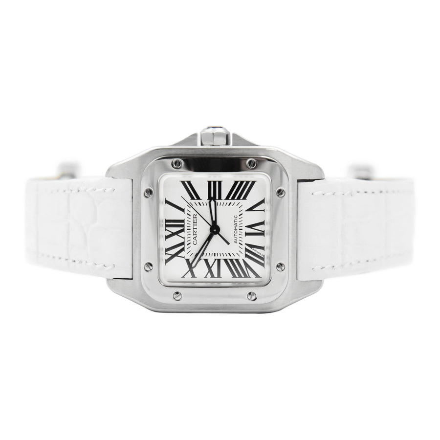 Cartier Santos 100 Mid-Size White Dial Stainless Steel Ref: 2878 - David Ashley