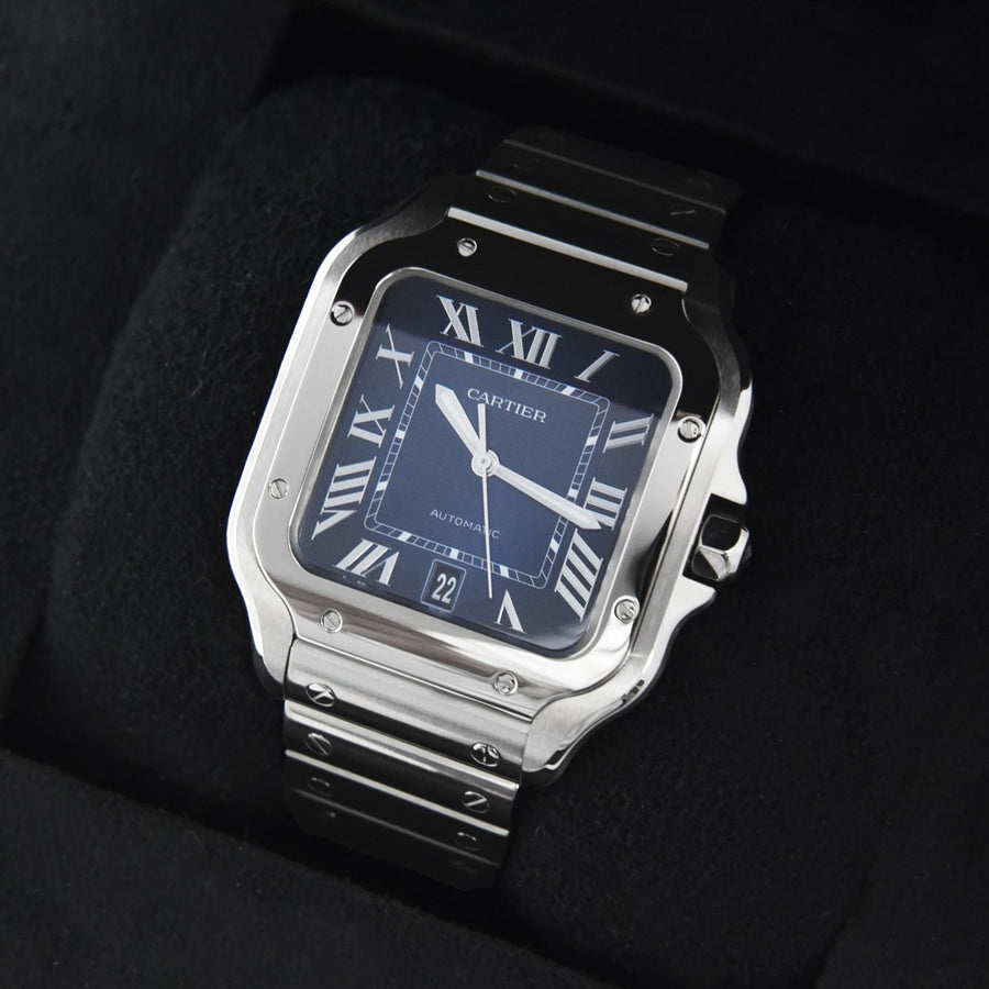 Cartier Santos De Cartier Blue Dial Stainless Steel Ref: WSSA0030 - David Ashley