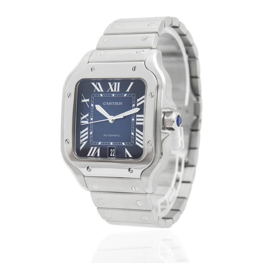 Cartier Santos De Cartier Blue Dial Stainless Steel Ref: WSSA0030 - David Ashley