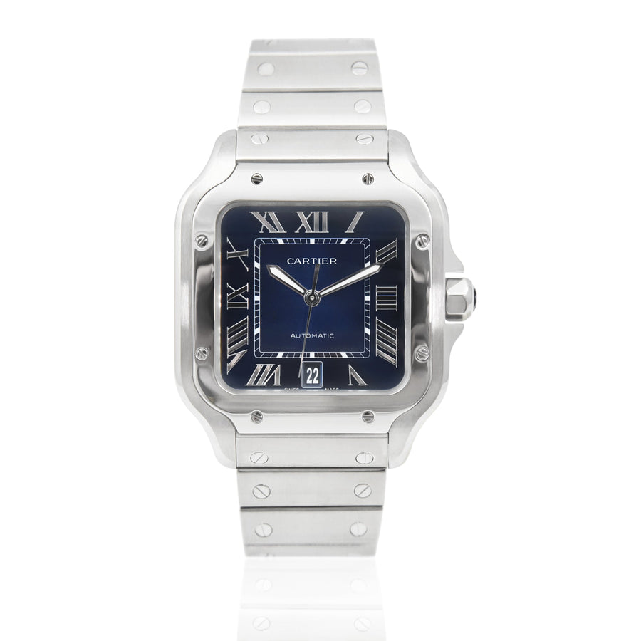 Cartier Santos De Cartier Blue Dial Stainless Steel Ref: WSSA0030 - David Ashley