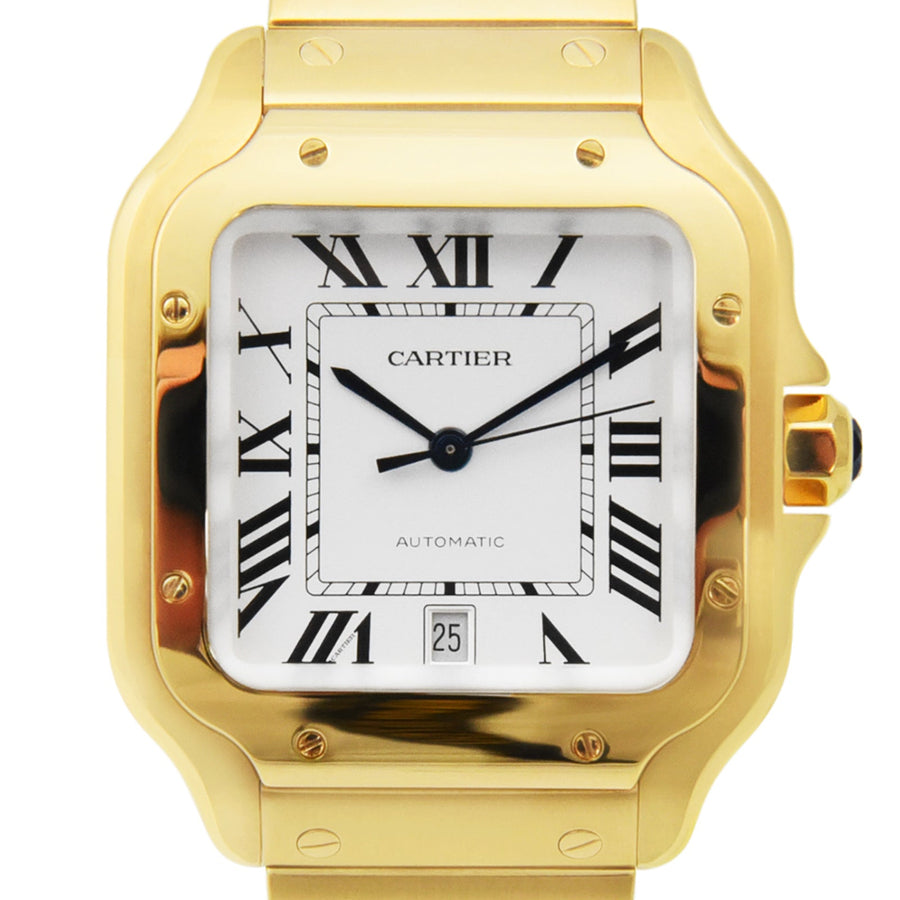 Cartier Santos De Cartier Silver Dial 18K Yellow Gold Ref: WGSA0029 - David Ashley