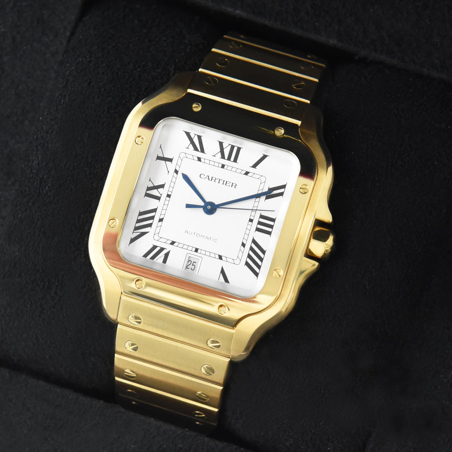 Cartier Santos De Cartier Silver Dial 18K Yellow Gold Ref: WGSA0029 - David Ashley