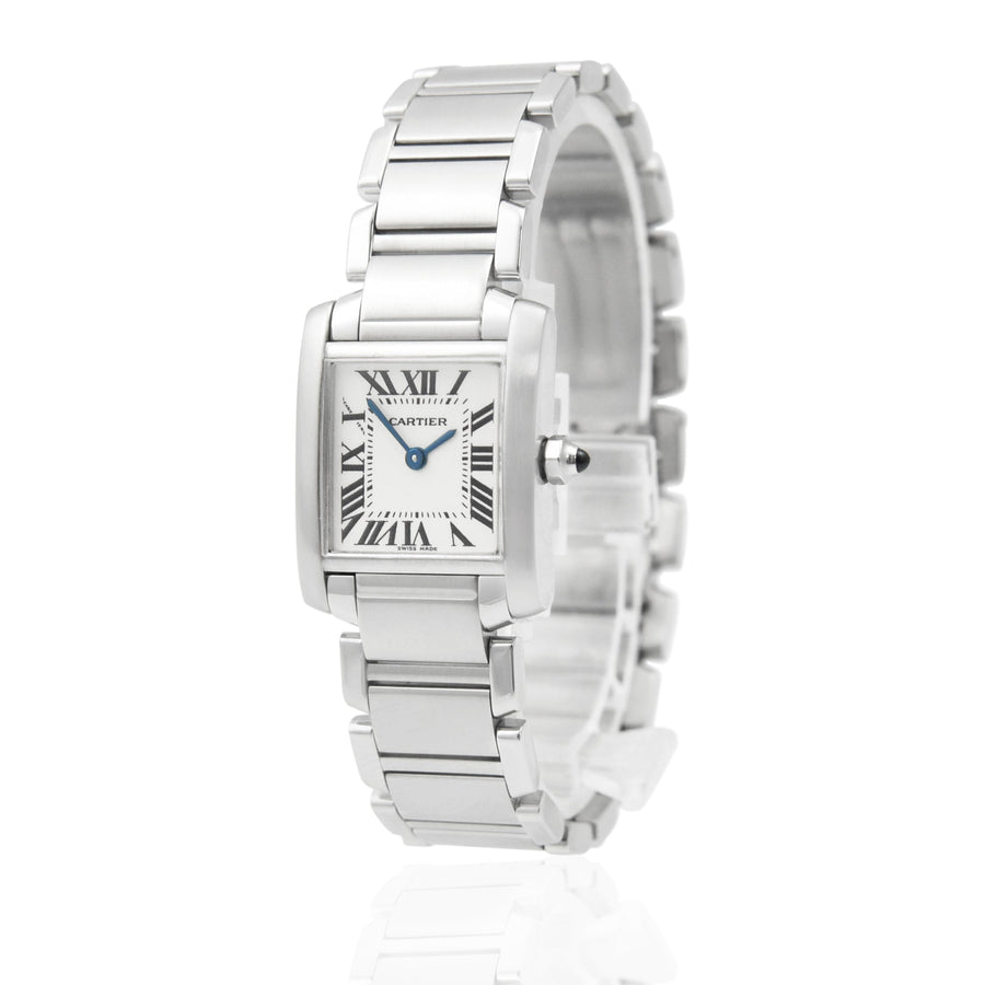 Cartier Tank Francaise White Dial Stainless Steel Ref: 2384 - David Ashley