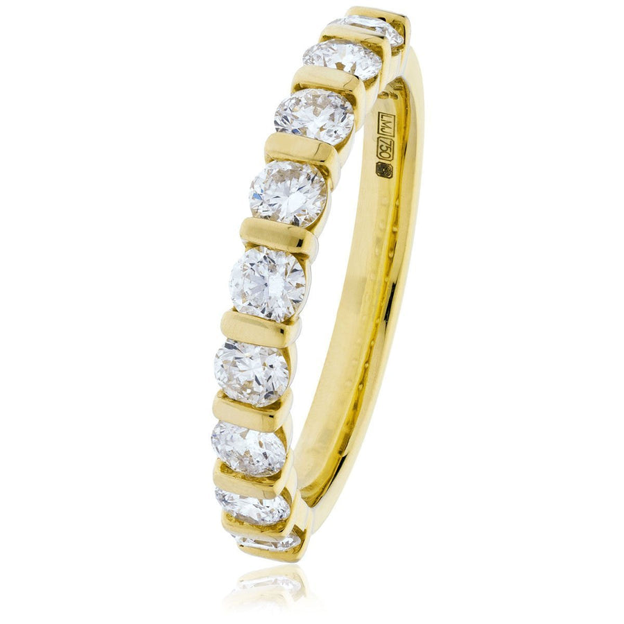 Diamond 10 Stone Eternity Ring 0.75ct F-VS Quality in 18k Yellow Gold - David Ashley