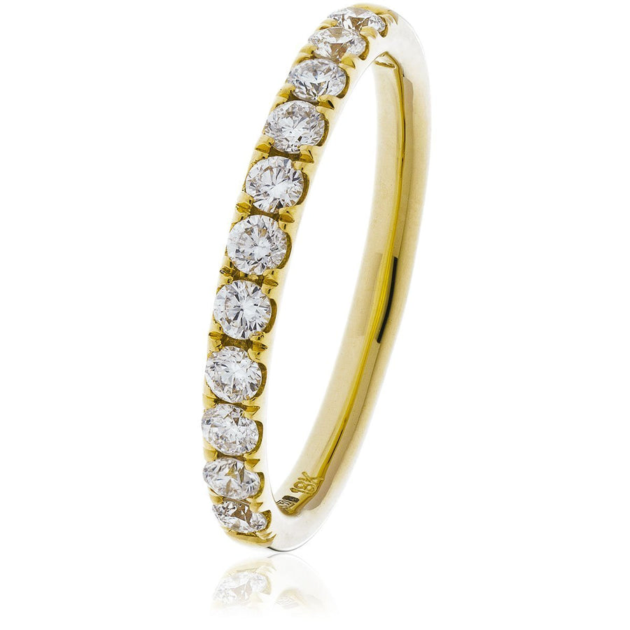 Diamond 11 Stone Eternity Ring 0.75ct F-VS Quality in 18k Yellow Gold - David Ashley