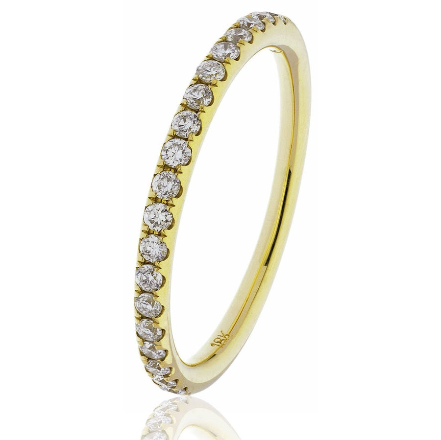 Diamond 13 Stone Eternity Ring 0.60ct F-VS Quality in 18k Yellow Gold - David Ashley