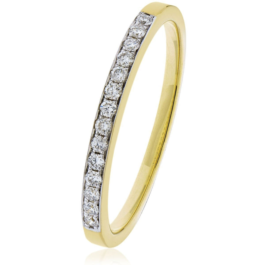 Diamond 14 Stone Eternity Ring 0.15ct F-VS Quality in 18k Yellow Gold - David Ashley