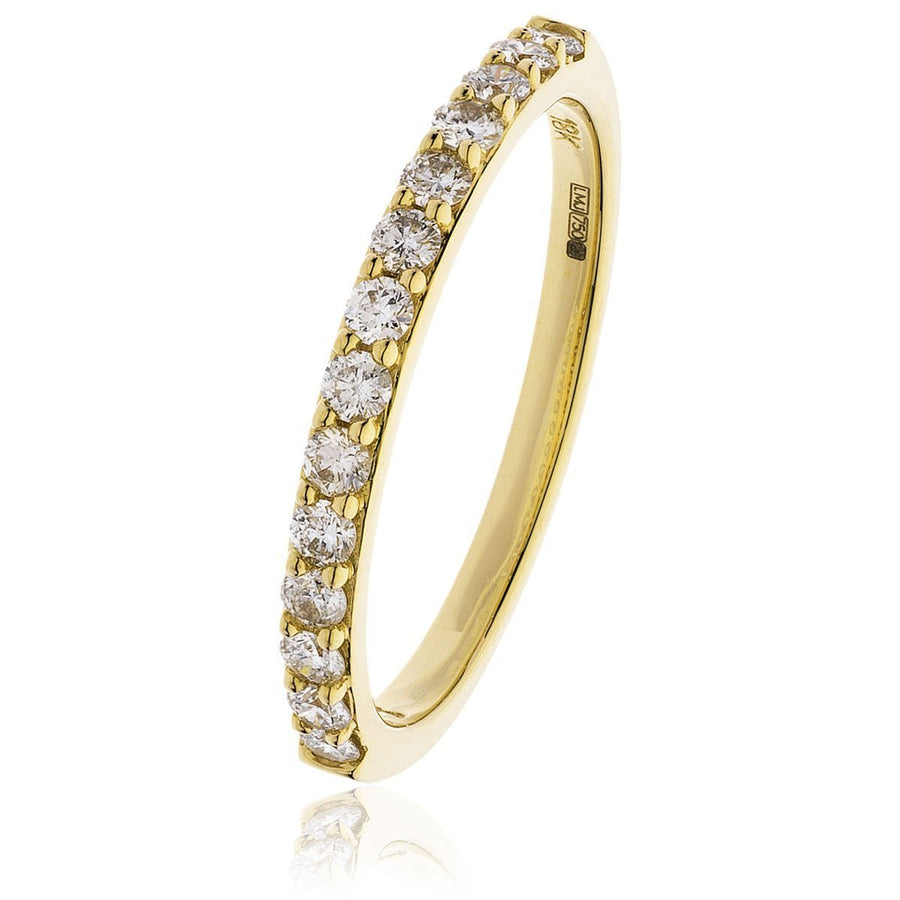 Diamond 14 Stone Eternity Ring 0.35ct F-VS Quality in 18k Yellow Gold - David Ashley