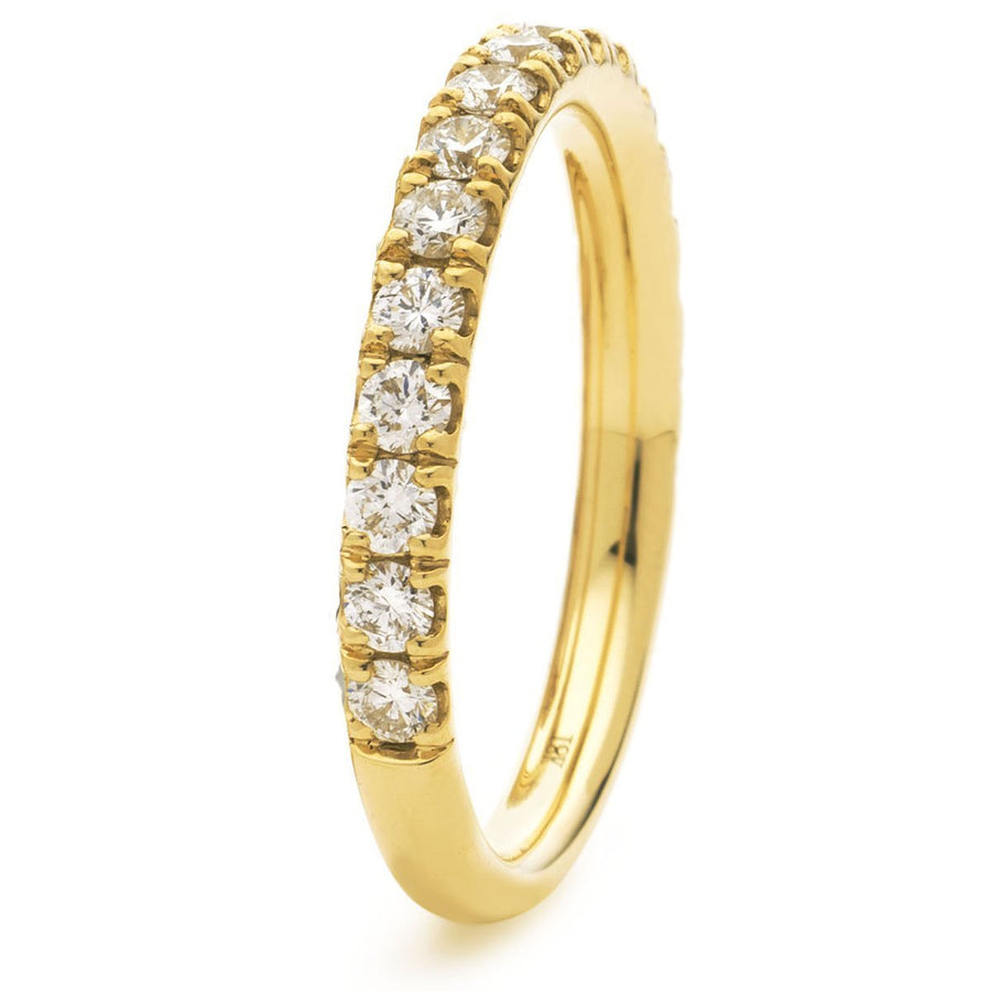 Diamond 14 Stone Eternity Ring 1.00ct F-VS Quality in 18k Yellow Gold - David Ashley