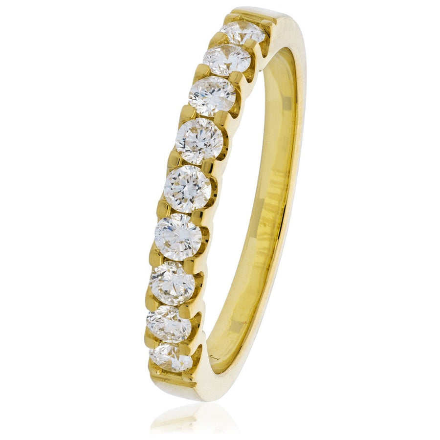 Diamond 15 Stone Eternity Ring 0.50ct F-VS Quality in 18k Yellow Gold - David Ashley