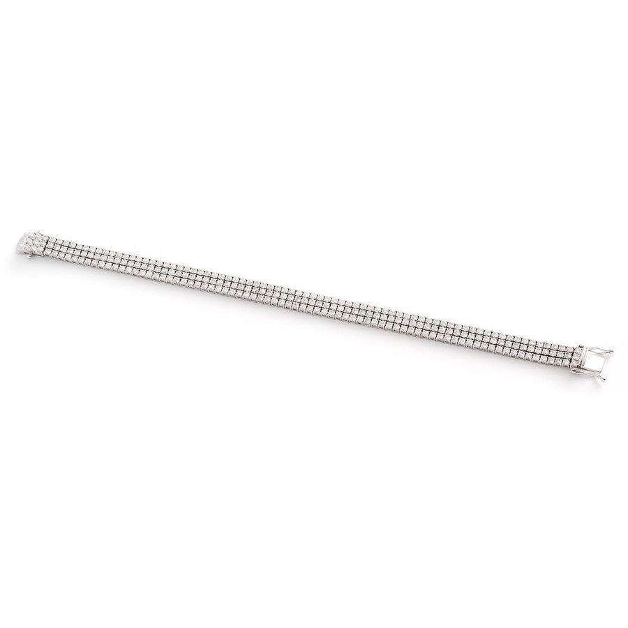 Diamond 3 Row Tennis Bracelet 6.50ct F VS Quality in 18k White Gold - David Ashley