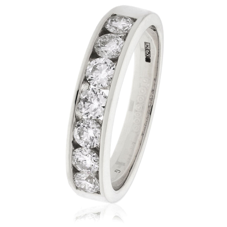 Diamond 7 Stone Eternity Ring 0.80ct F-VS Quality in 18k White Gold - David Ashley