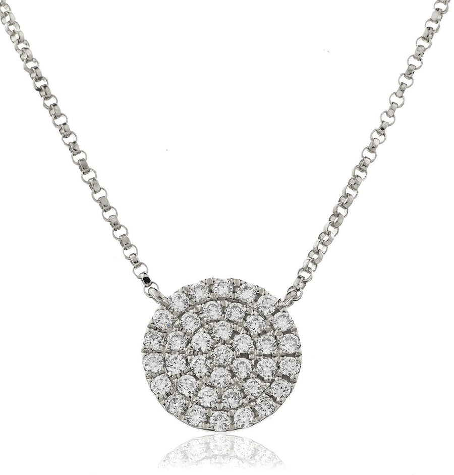 Diamond Circle Shape Necklace 0.40ct F VS Quality in 18k White Gold - David Ashley