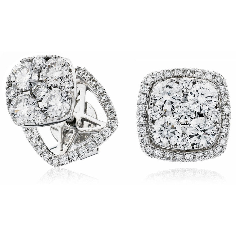 Diamond Cluster Halo Earrings 1.50ct F VS Quality in 18k White Gold - David Ashley