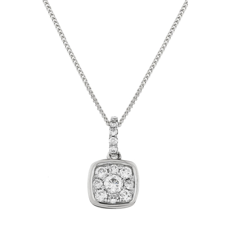 Diamond Cluster Pendant Necklace 0.25ct F VS Quality in 18k White Gold - David Ashley