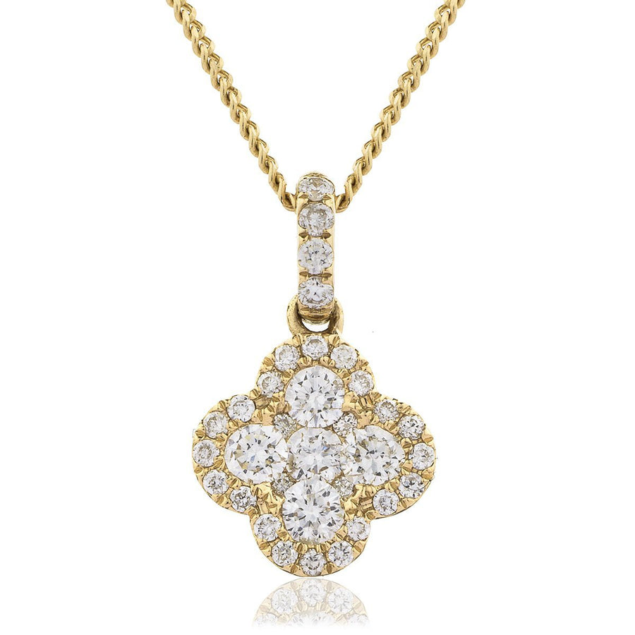 Diamond Cluster Pendant Necklace 0.30ct F VS Quality in 18k Yellow Gold - David Ashley