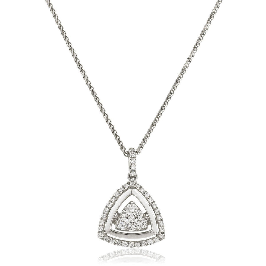 Diamond Cluster Pendant Necklace 0.40ct F VS Quality in 18k White Gold - David Ashley