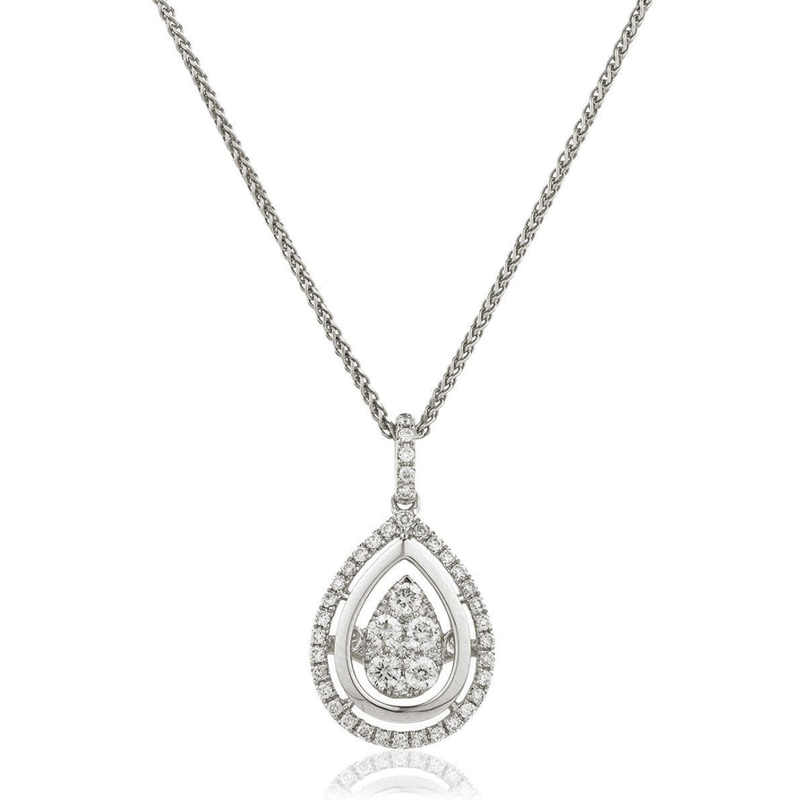 Diamond Cluster Pendant Necklace 0.45ct F VS Quality in 18k White Gold - David Ashley