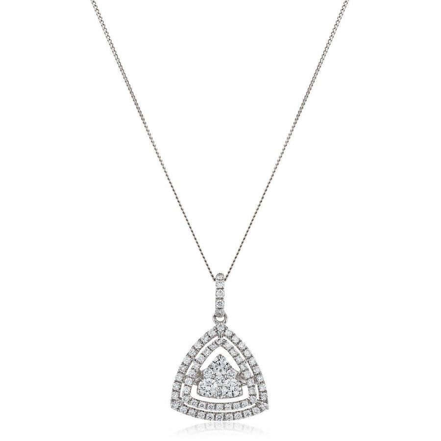 Diamond Cluster Pendant Necklace 0.50ct F VS Quality in 18k White Gold - David Ashley