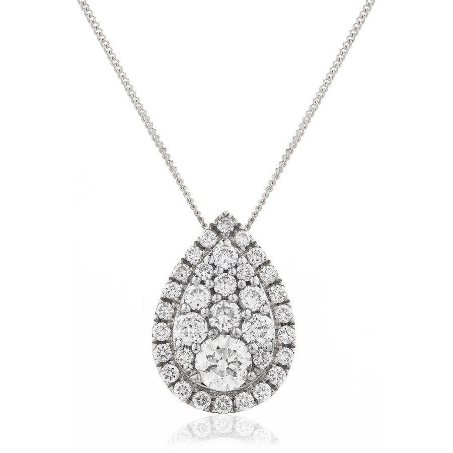 Diamond Cluster Pendant Necklace 0.50ct F VS Quality in 18k White Gold - David Ashley