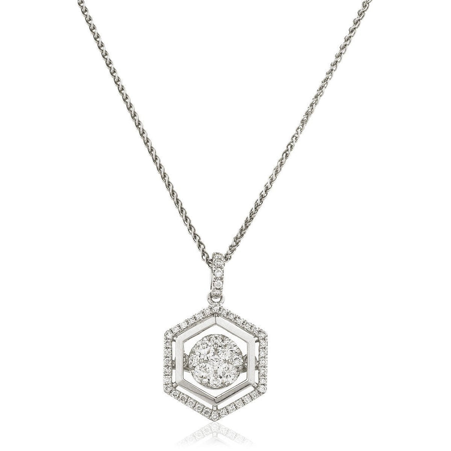 Diamond Cluster Pendant Necklace 0.50ct F VS Quality in 18k White Gold - David Ashley