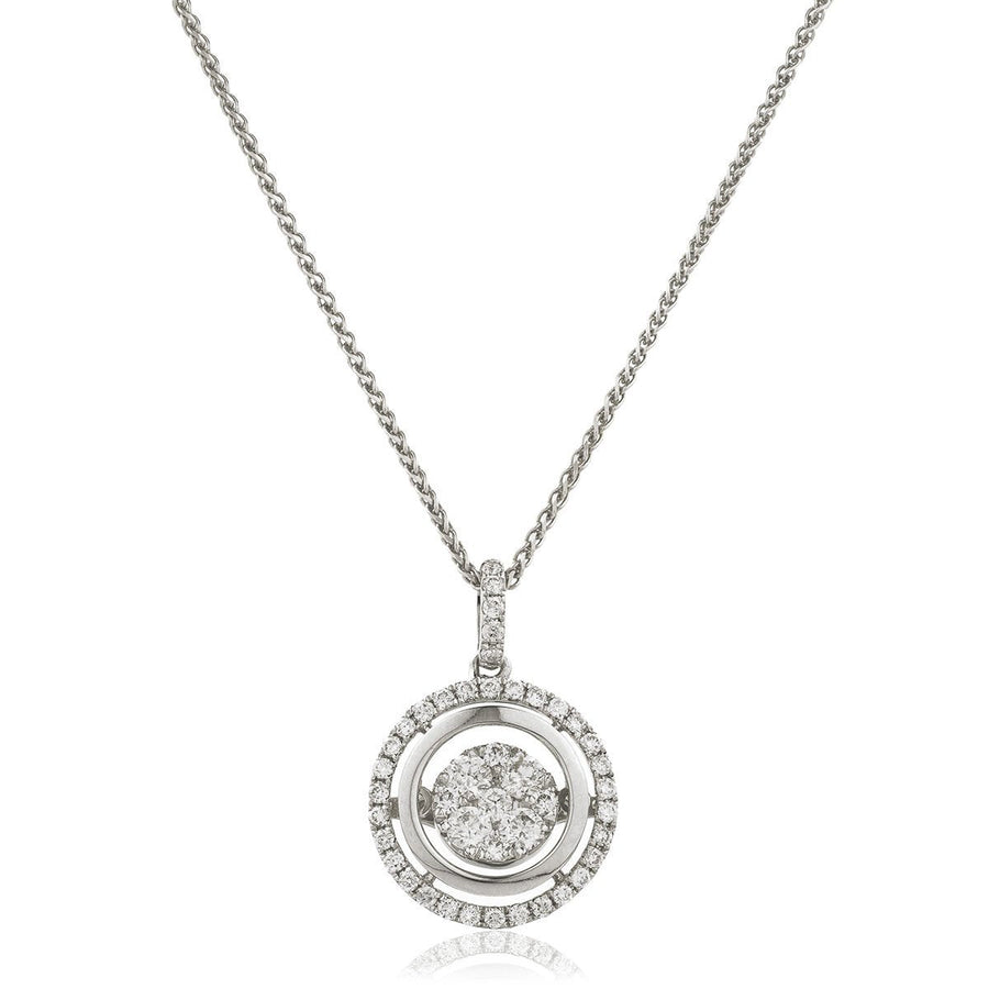 Diamond Cluster Pendant Necklace 0.55ct F VS Quality in 18k White Gold - David Ashley