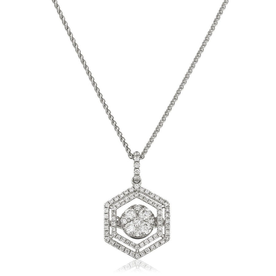 Diamond Cluster Pendant Necklace 0.60ct F VS Quality in 18k White Gold - David Ashley