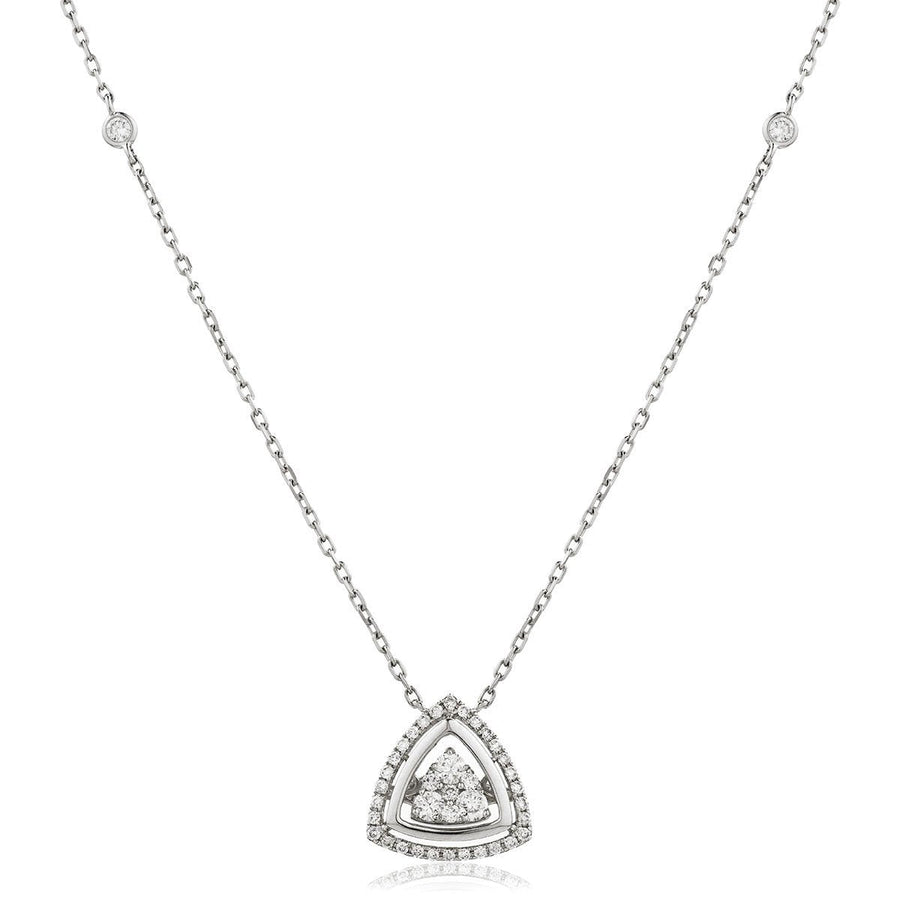 Diamond Cluster Pendant Necklace 0.60ct F VS Quality in 18k White Gold - David Ashley