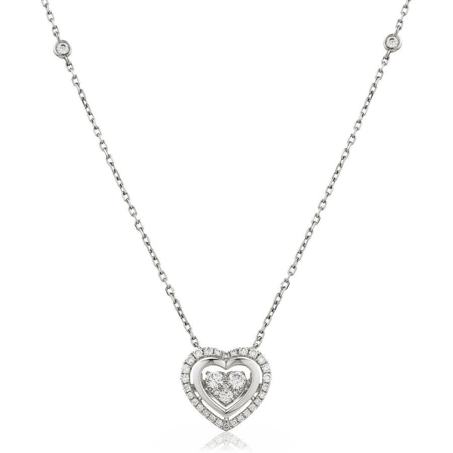 Diamond Cluster Pendant Necklace 0.65ct F VS Quality in 18k White Gold - David Ashley