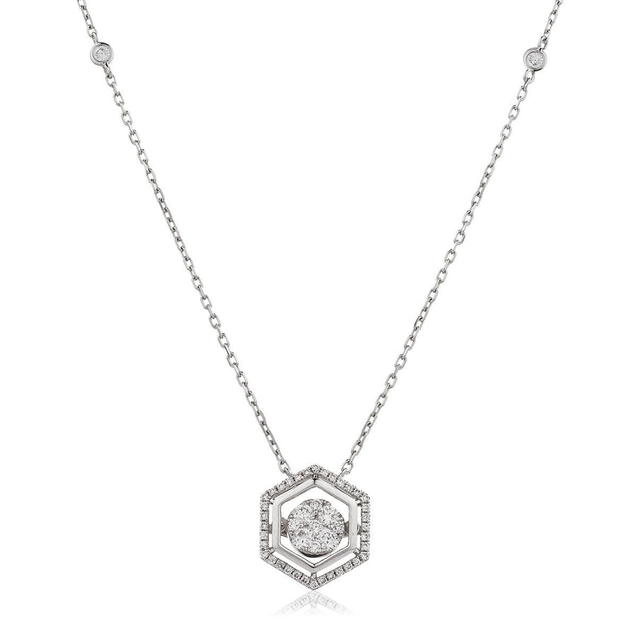 Diamond Cluster Pendant Necklace 0.70ct F VS Quality in 18k White Gold - David Ashley