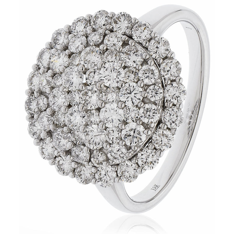 Diamond Cluster Ring 1.75ct F-VS Quality in 18k White Gold - David Ashley