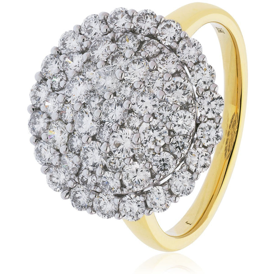 Diamond Cluster Ring 1.75ct F-VS Quality in 18k Yellow Gold - David Ashley