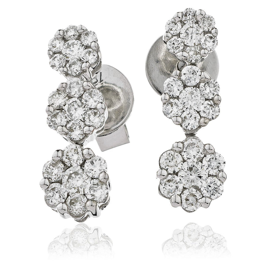 Diamond Drop Earrings 0.70ct F VS Quality in 18k White Gold - David Ashley