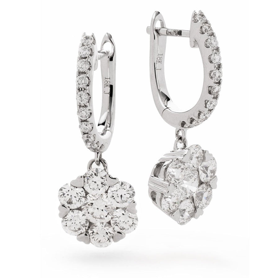 Diamond Drop Earrings 0.85ct F VS Quality in 18k White Gold - David Ashley