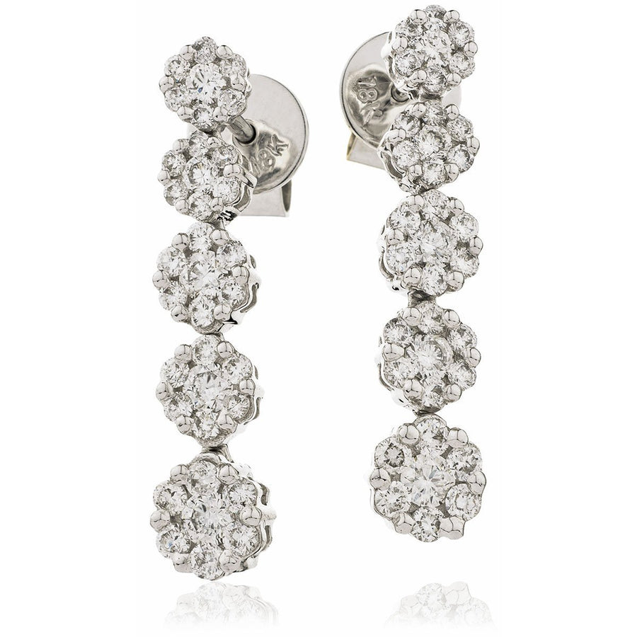 Diamond Drop Earrings 1.00ct F VS Quality in 18k White Gold - David Ashley