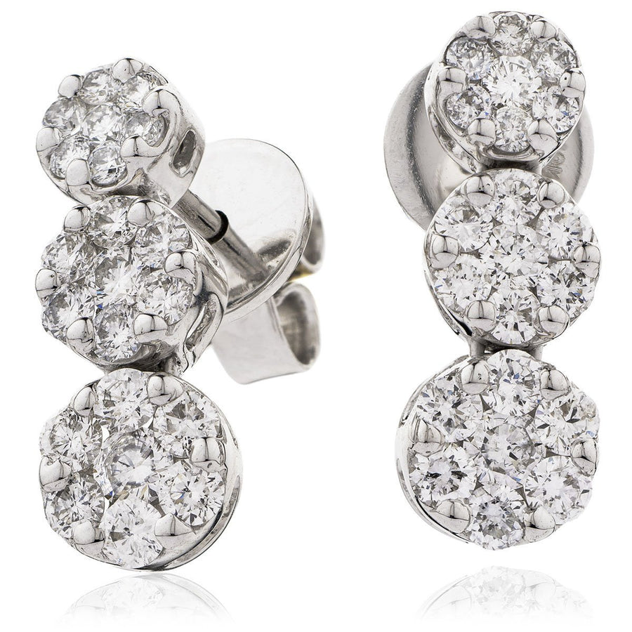 Diamond Drop Earrings 1.20ct F VS Quality in 18k White Gold - David Ashley