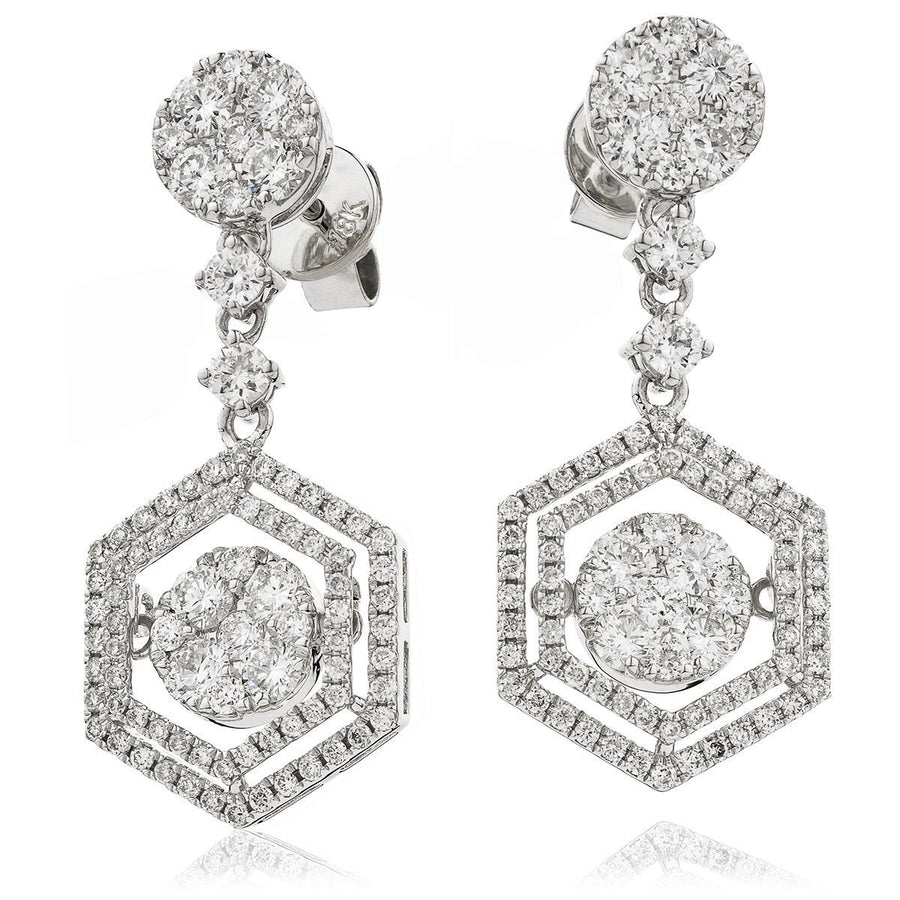 Diamond Drop Earrings 2.00ct F VS Quality in 18k White Gold - David Ashley