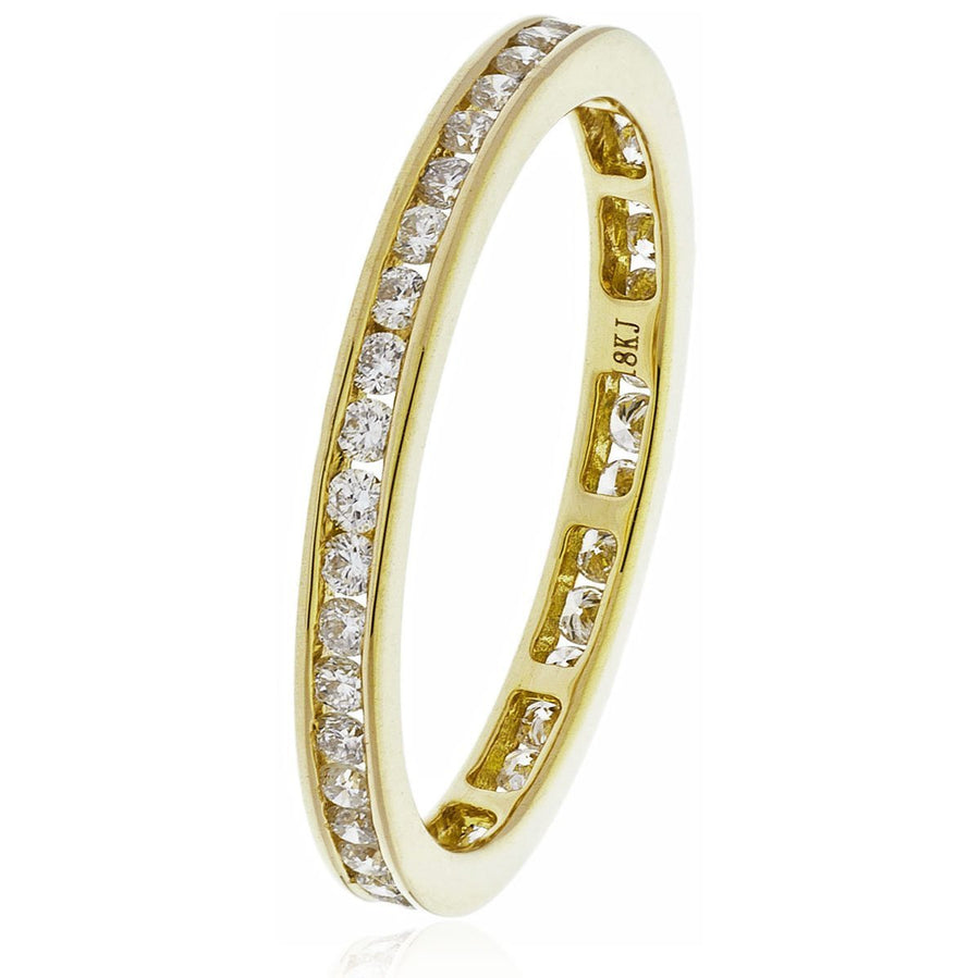 Diamond Eternity Ring 2.5mm 0.50ct F-VS Quality in 18k Yellow Gold - David Ashley