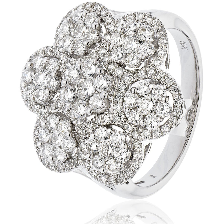 Diamond Fancy Cluster Ring 1.50ct F-VS Quality in 18k White Gold - David Ashley