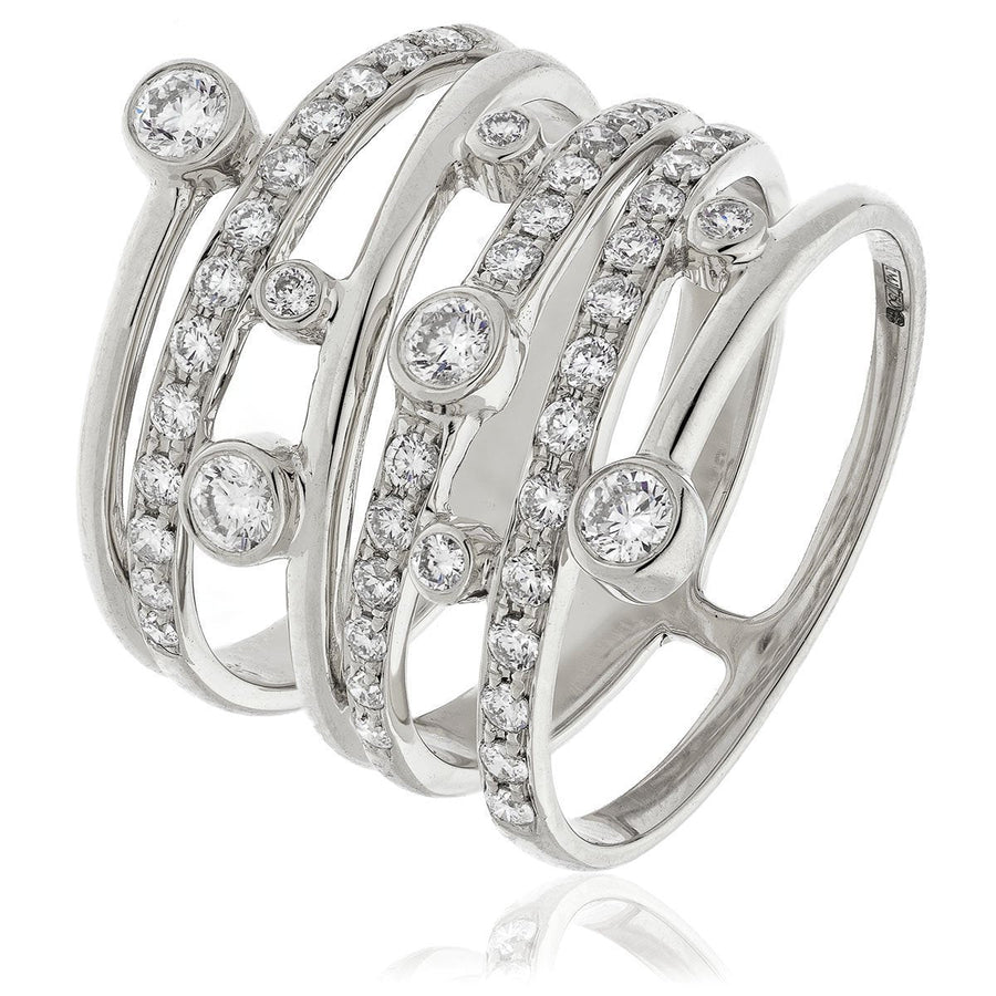 Diamond Fancy Dress Ring 19.4mm 0.80ct F-VS Quality in 18k White Gold - David Ashley