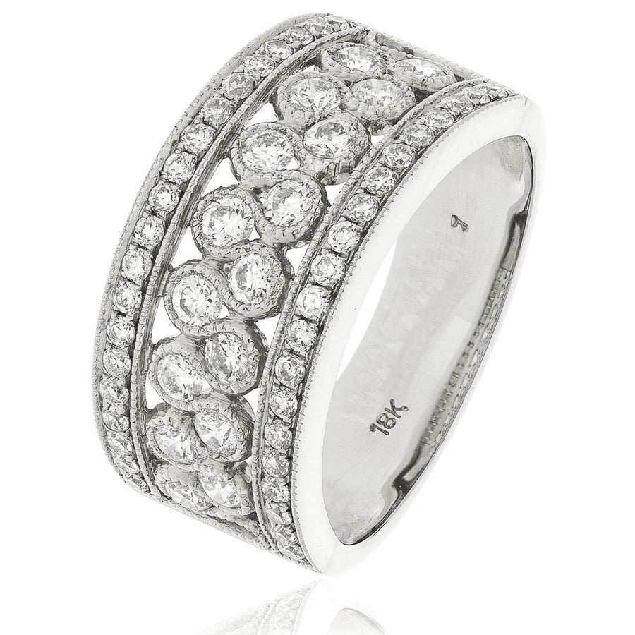 Diamond Fancy Dress Ring 9.7mm 1.00ct F-VS Quality in 18k White Gold - David Ashley