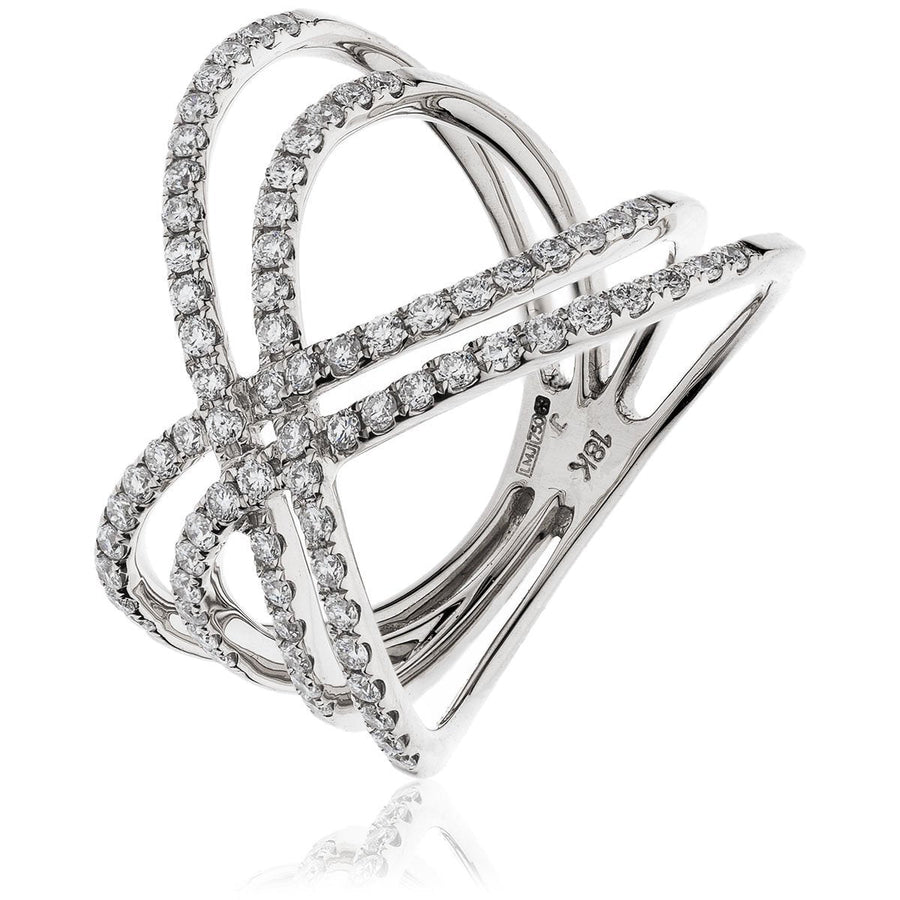 Diamond Fancy Kiss Ring 0.70ct F-VS Quality in 18k White Gold - David Ashley