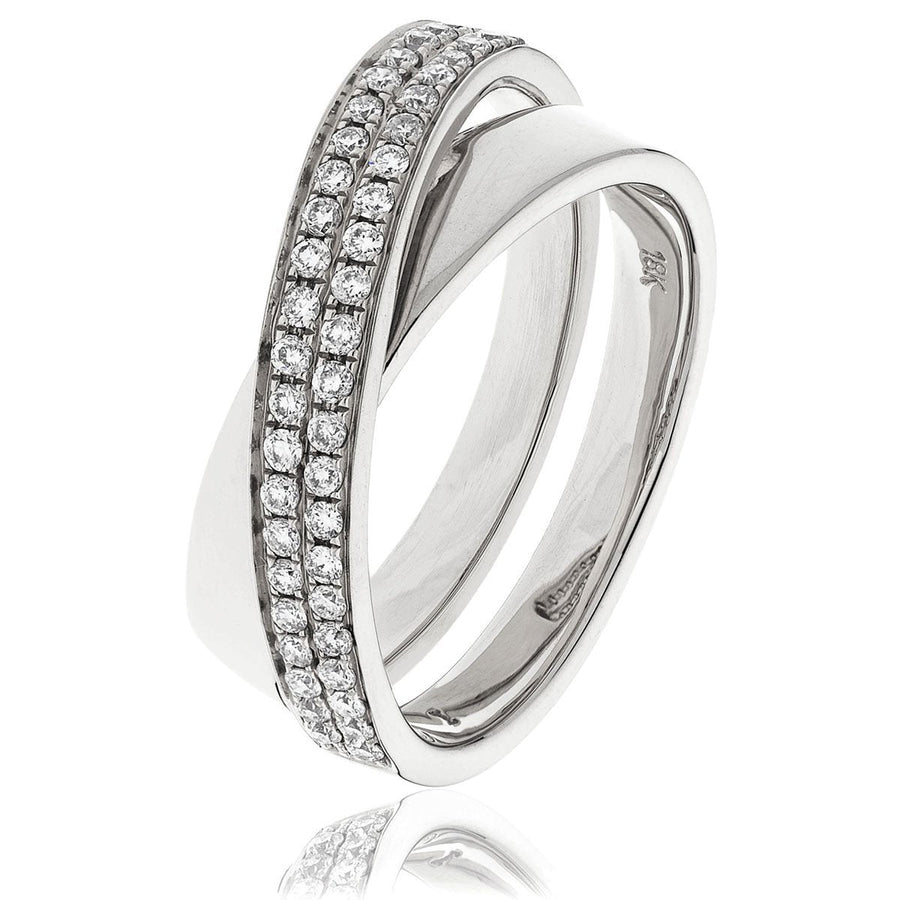 Diamond Fancy Pave Ring 5.0mm 0.30ct F-VS Quality in 18k White Gold - David Ashley