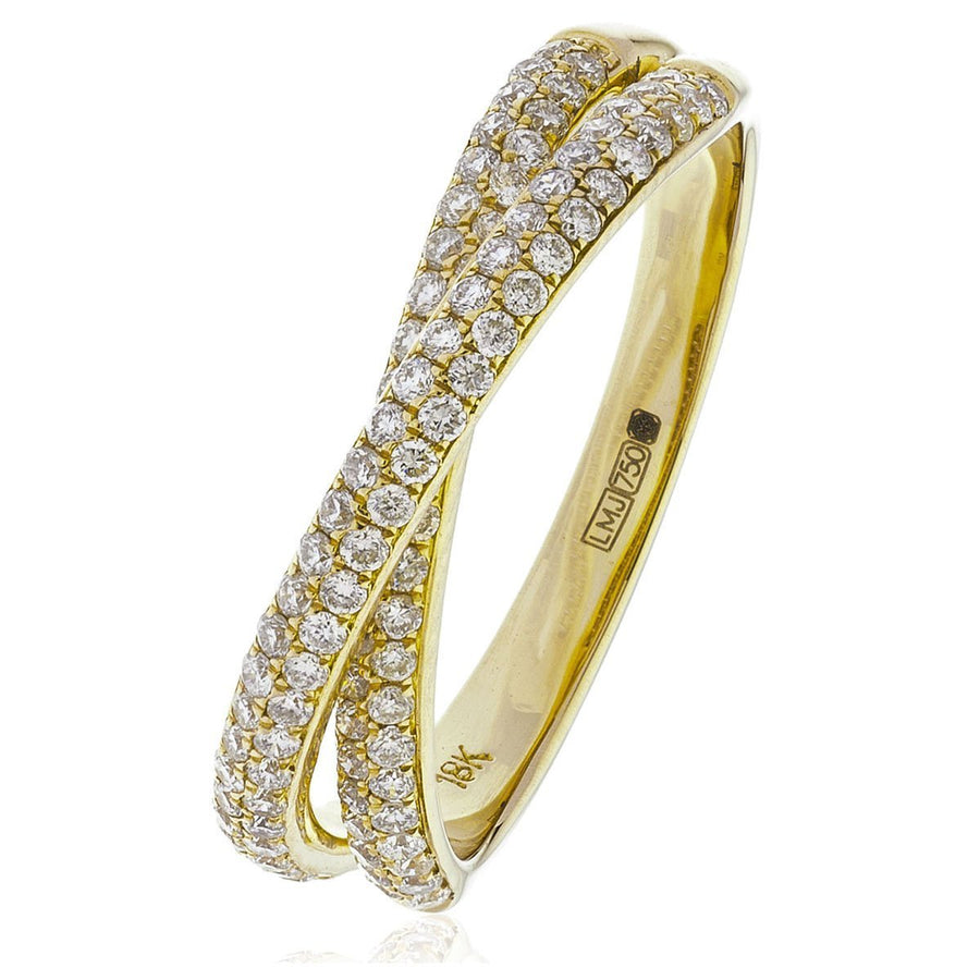 Diamond Fancy Pave Ring 5.0mm 0.50ct F-VS Quality in 18k Yellow Gold - David Ashley