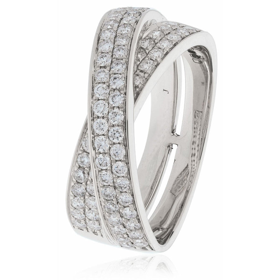 Diamond Fancy Pave Ring 8.0mm 0.80ct F-VS Quality in 18k White Gold - David Ashley