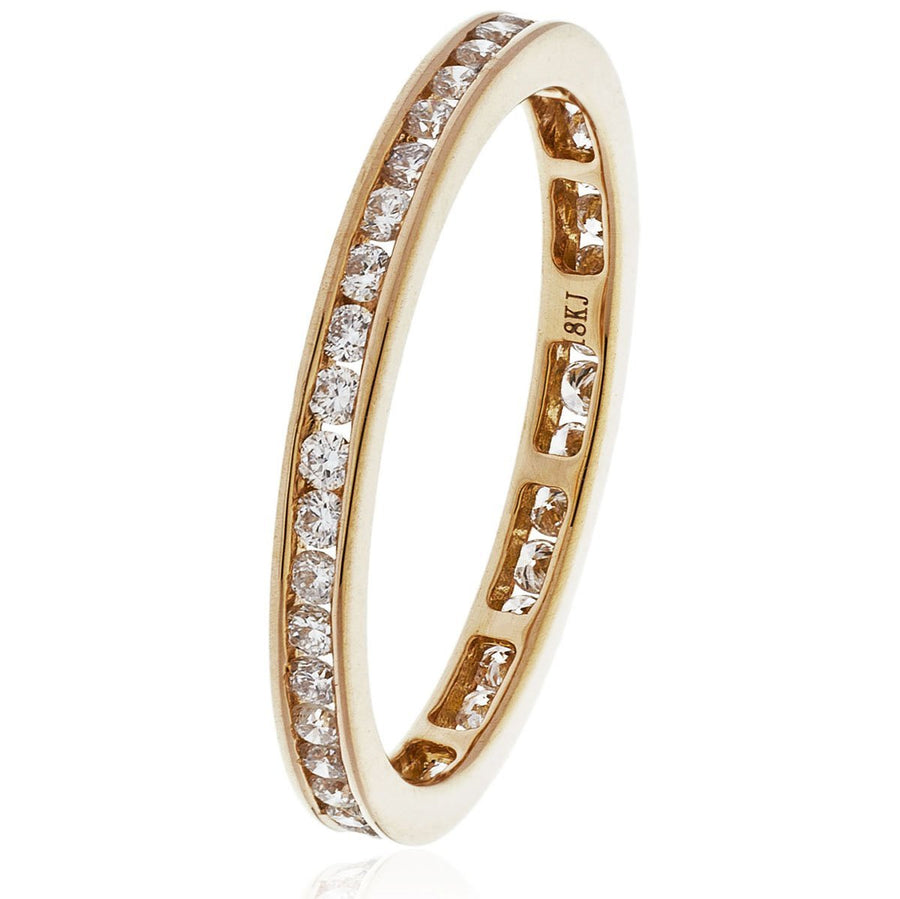 Diamond Full Eternity Ring 2.5mm 0.50ct F-VS Quality in 18k Rose Gold - David Ashley