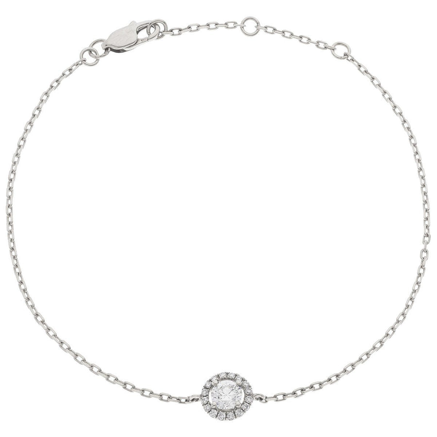 Diamond Halo Bracelet 0.38ct F VS Quality in 18k White Gold - David Ashley