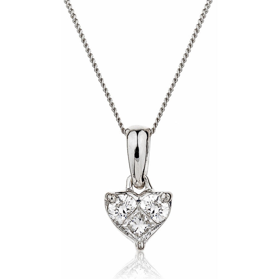 Diamond Heart Pendant Necklace 0.25ct F VS Quality in 18k White Gold - David Ashley