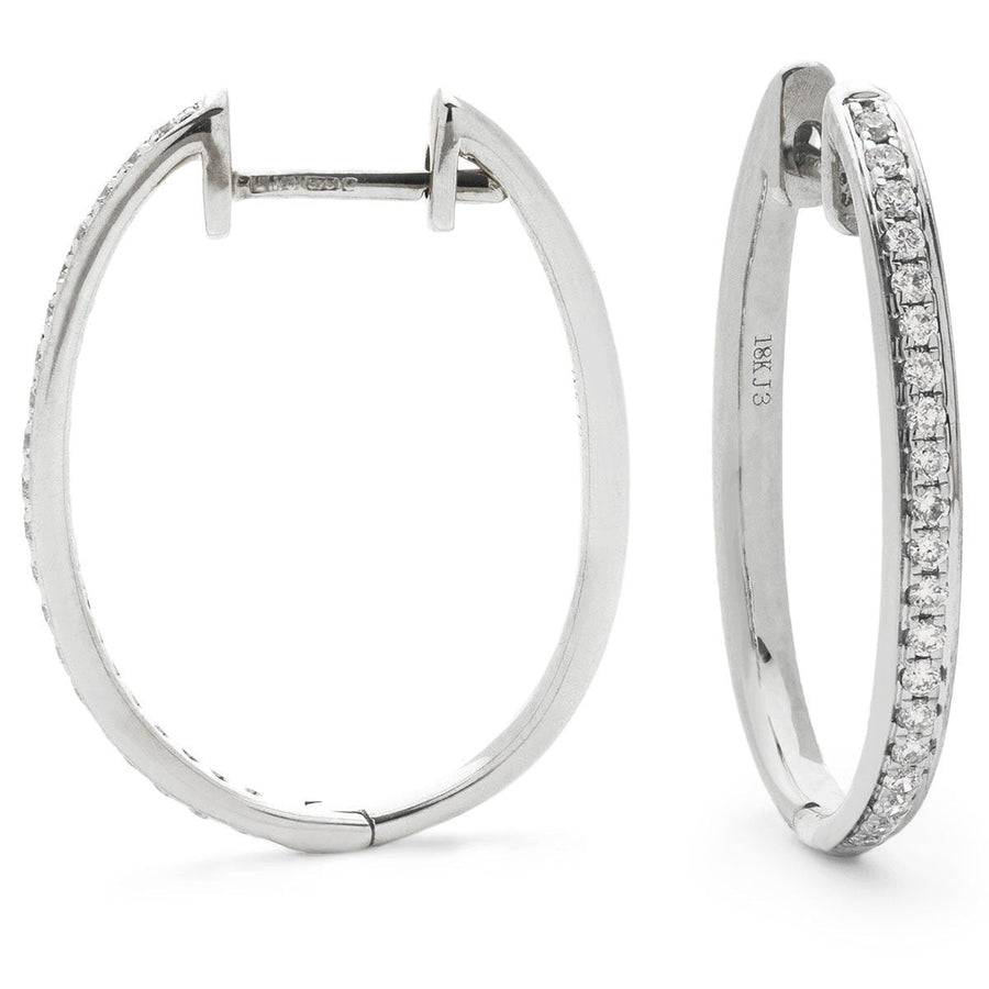 Diamond Hoop Earrings 0.25ct F VS Quality in 9k White Gold - David Ashley